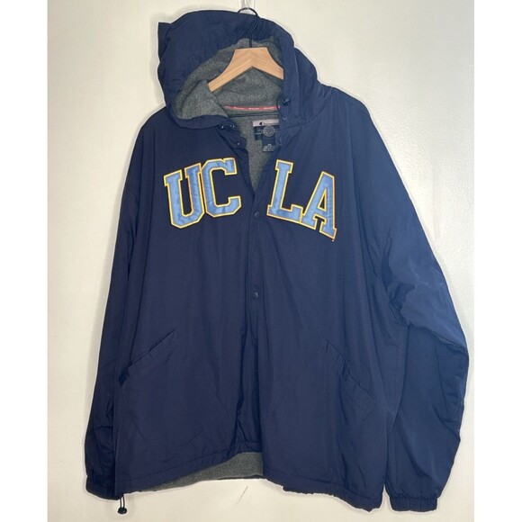 Champion Other - Vtg UCLA Champion Fleece Lined Jacket Hooded Snap up XXL Full interior pocket